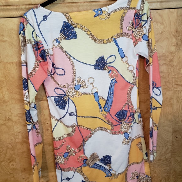 Horsebit Tassel print Mini dress/TunicTop - Picture 2 of 4